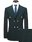 billiga Kostymer-svart vinröd bröllopskostym för män 2 delar enfärgad skräddarsydd passform dubbelknäppt sex-knappar 2024