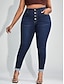 preiswerte Damenhosen-Damen Jeans Übergröße Denim Feste Farbe Blau Strassenmode Normal In voller Länge Täglich Abschluss Herbst Winter