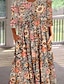 cheap Casual Dresses-Women&#039;s Casual Dress Midi Dress Orange Short Sleeve Floral Ruched Spring Summer Crew Neck Weekend 2022 S M L XL XXL 3XL