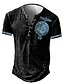 cheap Men&#039;s Henley Shirts-Men&#039;s Henley Shirt T shirt Tee 1950s Summer Short Sleeve Graphic Patterned Skull Eagle Henley Street Casual Button-Down Print Clothing Clothes Basic 1950s Casual Black / White Black / Gray Green