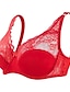 economico Reggiseni-Per donna Curva Taglia grossa Tinta unica Colore puro Floreale Intimo in pizzo Sensuale A V Inverno Autunno Reggiseno trasparente Coppa a tre quarti Nero Rosa polverosa Rosso Grande taglia 85/38C