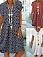 cheap Print Dresses-Women&#039;s Shift Dress Print V Neck Midi Dress Basic Daily Date Short Sleeve Summer Spring