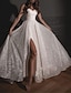 Χαμηλού Κόστους Νυφικά Φορέματα-Πάρτι πριν το Γάμο Φανταχτερό Φορεματα για γαμο Γραμμή Α Καρδιά Καμιζόλα Λεπτές Τιράντες Μακρύ Με πούλιες Νυφικά φορέματα Με Πούλιες Με Άνοιγμα Μπροστά 2024
