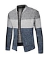 cheap Men&#039;s Cardigan Sweater-Men&#039;s Cardigan Sweater Fleece Sweater Ribbed Knit Zipper Knitted Color Block Standing Collar Warm Ups Modern Contemporary Daily Wear Going out Clothing Apparel Fall &amp; Winter Burgundy Blue M L XL