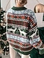 cheap Sweaters-Women&#039;s Ugly Christmas Sweater Pullover Sweater Jumper Crochet Knit Knitted Animal Crew Neck Stylish Casual Outdoor Christmas Winter Fall Green Brown S M L / Long Sleeve / Weekend / Holiday