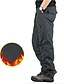 cheap Cargo Pants-Men&#039;s Cargo Pants Fleece Pants Trousers Casual Pants Zipper Elastic Waist Leg Drawstring Solid Color Comfort Warm Full Length Casual Daily Going out 100% Cotton Sports Stylish Black Yellow High Waist
