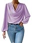 cheap Blouses &amp; Shirts-Women&#039;s Blouse Basic Solid Colored V Neck Spring, Fall, Winter, Summer Standard Pink Apricot Black