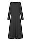cheap Plain Dresses-Women&#039;s Plus Size Casual Dress Solid Color V Neck Long Sleeve Winter Fall Basic Casual Maxi long Dress Daily Vacation Dress