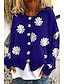 cheap Cardigans-Women&#039;s Cardigan Knitted Button Print Floral Daisy Stylish Basic Casual Long Sleeve Regular Fit Sweater Cardigans Open Front Fall Winter Spring Blue Black Gray / Going out