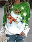 preiswerte Kapuzenpullover &amp; Sweatshirts für Damen-Damen Sweatshirt Pullover Zur Seite fahren Weihnachts -Sweatshirt Graphic Schneemann Schneeflocke Weihnachten Casual Denim Blue Gras-Grün Weiß Strassenmode Weihnachten Rundhalsausschnitt Langarm