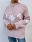 cheap Christmas sweater-Women&#039;s Ugly Christmas Sweater Pullover Sweater Jumper Ribbed Knit Knitted Snowflake Stand Collar Stylish Casual Outdoor Christmas Winter Fall Blue Pink S M L / Long Sleeve / Weekend / Regular Fit