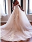 baratos Vestidos de Casamento-Noivado Formal Vestidos de noiva De Baile Ombro a Ombro Alças Cauda Capela Renda Vestidos de noiva Com Botões Apliques 2024