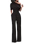cheap Formal Jumpsuits-Women&#039;s Jumpsuit Pocket High Waist Solid Color One Shoulder Elegant Wedding Party Regular Fit Half Sleeve Black White Yellow S M L Fall