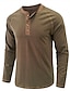 cheap Men&#039;s Henley Shirts-Men&#039;s Henley Shirt Tee Curve Crew Neck Green Wine Royal Blue Dark Gray Gray Outdoor Daily Long Sleeve Button-Down Clothing Apparel Cotton Fashion Streetwear Casual Breathable
