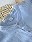 cheap Men&#039;s Casual Shirts-Men&#039;s Henley Shirt Linen Shirt Band Collar 1950s Casual Long Sleeve Light Blue Brown Light Grey Apricot Gray Striped Clothing Clothes Cotton Linen 1950s Casual