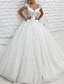 זול שמלות כלה-רשמי שמלות חתונה נשף צווארון V רצועות שובל כנסייה (צ&#039;אפל) תחרה שמלות כלה עם אפליקציות 2024