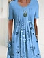 cheap Print Dresses-Women&#039;s Casual Dress Shift Dress Summer Dress Midi Dress Blue Green Short Sleeve Floral Print Summer Spring Crew Neck Basic 2023 S M L XL XXL 3XL