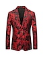 baratos Blazer e Jaqueta-Moda masculina festa blazer plus size regular padrão ajuste floral único breasted um botão vermelho 2024