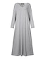 cheap Plain Dresses-Women&#039;s Plus Size Casual Dress Solid Color V Neck Long Sleeve Winter Fall Basic Casual Maxi long Dress Daily Vacation Dress