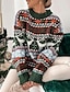 cheap Sweaters-Women&#039;s Ugly Christmas Sweater Pullover Sweater Jumper Crochet Knit Knitted Animal Crew Neck Stylish Casual Outdoor Christmas Winter Fall Green Brown S M L / Long Sleeve / Weekend / Holiday