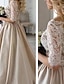 baratos Vestidos de Casamento-Salão Formal Vestidos de noiva Linha A Ilusão Decote Meia Manga Cauda Corte Cetim Vestidos de noiva Com Botões Apliques 2024