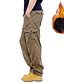 cheap Cargo Pants-Men&#039;s Cargo Pants Fleece Pants Winter Pants Trousers Zipper Leg Drawstring Multi Pocket Solid Color Warm Wearable Full Length Casual Daily Going out 100% Cotton Sports Stylish ArmyGreen Black