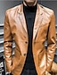 cheap Men&#039;s Jackets &amp; Coats-Men&#039;s Faux Leather Jacket Warm Daily Wear Going out Office &amp; Career Single Breasted Turndown Stylish Warm Ups Comfort Jacket Outerwear Solid / Plain Color Pocket Button-Down Wine Black khaki