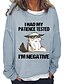 cheap Hoodies &amp; Sweatshirts-Women&#039;s Sweatshirt Pullover Active Streetwear Black Blue Purple Cat I HAD MY PATIENCE TESTED Sports Round Neck Long Sleeve S M L XL XXL 3XL