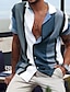 baratos camisas gráficas masculinas-Camisa masculina gola listrada street diariamente estampa de botão manga curta tops moda casual respirável confortável marrom/verão