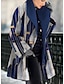 Χαμηλού Κόστους γραφικά ενδύματα-Γυναικεία Χειμερινό παλτό Casual Jacket Διατηρείτε Ζεστό Ελαφρύ Causal Καθημερινά Ρούχα Μπλοκ χρωμάτων Στάμπα Ανοικτό Μπροστά Απορρίπτω Καρό Κανονικό Εξωτερικά ενδύματα Μακρυμάνικο Φθινόπωρο Χειμώνας