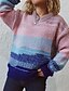 cheap Sweaters-Women&#039;s Pullover Sweater Jumper Crochet Knit Knitted V Neck Tie Dye Daily Holiday Stylish Casual Winter Fall Blue Orange S M L