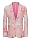cheap Blazer&amp;Jacket-Men&#039;s Fashion Retro Party Blazer Regular Regular Fit Floral Single Breasted One-button Black White Pink Red Blue 2024