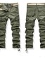 cheap Cargo Pants-Men&#039;s Cargo Pants Trousers Leg Drawstring Multi Pocket Straight Leg Solid Color Comfort Breathable Full Length Casual Daily Going out 100% Cotton Sports Stylish Grass Green Yellow Inelastic