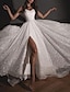 Χαμηλού Κόστους Νυφικά Φορέματα-Πάρτι πριν το Γάμο Φανταχτερό Φορεματα για γαμο Γραμμή Α Καρδιά Καμιζόλα Λεπτές Τιράντες Μακρύ Με πούλιες Νυφικά φορέματα Με Πούλιες Με Άνοιγμα Μπροστά 2024
