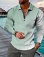 cheap 3D Polo-Men&#039;s Collar Polo Shirt Golf Shirt Plaid Turndown Blue Light Green Dark Green Khaki Black 3D Print Casual Daily Long Sleeve Button-Down Print Clothing Apparel Fashion Designer Casual Breathable