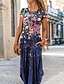 Χαμηλού Κόστους Print Φορέματα-Γυναικεία Καθημερινό φόρεμα Φόρεμα ριχτό Floral φόρεμα Μακρύ Φόρεμα Μάξι Φόρεμα Ανθισμένο Ροζ Θαλασσί Βυσσινί Κοντομάνικο Δετοβαμένο Τσέπη Άνοιξη Καλοκαίρι Στρογγυλή Ψηλή Λαιμόκοψη Βασικό