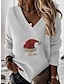 economico Felpe e maglioni da donna-Per donna Felpa Maglione Attivo Streetwear Rosso Bianco Pop art Natale A V Manica lunga S M L XL 2XL 3XL
