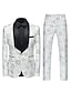 cheap Tuxedo Suits-Black White Pink Men&#039;s Party Prom Tuxedos 2 Piece Floral Jacquard Shawl Collar Slim Fit Single Breasted One-button 2024