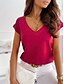 cheap Super Sale-Women&#039;s Blouse T shirt Tee Splice Daily Plain T-shirt Sleeve Round Neck Summer Regular Blue Pink Khaki Red White