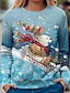 Χαμηλού Κόστους Γυναικείες Κουκούλες &amp; Φούτερ-Γυναικεία Πουλόβερ Κάνε στην άκρη Χριστουγεννιάτικο μπλουζάκι Γραφική Χιονάνθρωπος Χιονονιφάδα Χριστούγεννα Causal Μπλε τζιν Πράσινο του Γρασιδιού Λευκό Κομψό στυλ street Χριστούγεννα
