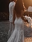 cheap Wedding Dresses-Beach Open Back Sexy Boho Wedding Dresses Mermaid / Trumpet V Neck Sleeveless Court Train Lace Bridal Gowns With Appliques 2024