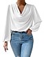 cheap Blouses &amp; Shirts-Women&#039;s Blouse Basic Solid Colored V Neck Spring, Fall, Winter, Summer Standard Pink Apricot Black