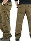 cheap Cargo Pants-Men&#039;s Cargo Pants Fleece Pants Trousers Casual Pants Zipper Elastic Waist Leg Drawstring Solid Color Comfort Warm Full Length Casual Daily Going out 100% Cotton Sports Stylish Green Yellow High Waist