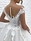 abordables Vestidos de novia-Formal Vestidos de novia Vestido de Gala Escote en Pico Correas Cola de Capilla Encaje Vestidos de novia Con Apliques 2024