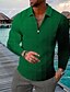 cheap 3D Polo-Men&#039;s Collar Polo Shirt Golf Shirt Plaid Turndown Blue Light Green Dark Green Khaki Black 3D Print Casual Daily Long Sleeve Button-Down Print Clothing Apparel Fashion Designer Casual Breathable