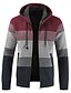cheap Men&#039;s Cardigan Sweater-Men&#039;s Cardigan Sweater Fleece Sweater Ribbed Knit Tunic Knitted Color Block Hooded Warm Ups Modern Contemporary Daily Wear Going out Clothing Apparel Winter Fall Blue Red &amp; White M L XL / Long Sleeve