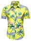 cheap Hawaiian Shirts-Men&#039;s Summer Hawaiian Shirt Floral Graphic Prints Turndown Black White Yellow Navy Blue Blue Outdoor Daily Short Sleeve Button-Down Clothing Apparel Streetwear Designer Simple Casual