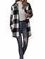 cheap Coats &amp; Trench Coats-Women&#039;s Sherpa jacket Fleece Jacket Teddy Coat Outdoor Daily Wear Vacation Going out Warm Breathable Single Breasted Pocket Print Comfortable Street Style Plush Shacket Turndown Regular Fit Plaid