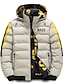 cheap Men&#039;s Downs &amp; Parkas-Men&#039;s Puffer Jacket Hoodie Coat Padded Zipper Pocket Print Sports Outdoor Regular Outdoor Casual / Daily Winter Letter Black Yellow Red Khaki Puffer Jacket