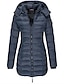cheap Women&#039;s Puffer&amp;Parka-Women&#039;s Parka Lightweight Quilted Jacket Mid-Length Puffer Jacket Thermal Winter Coat with Pocket Zipper Hooded Coat Active Casual Outerwear Long Sleeve
